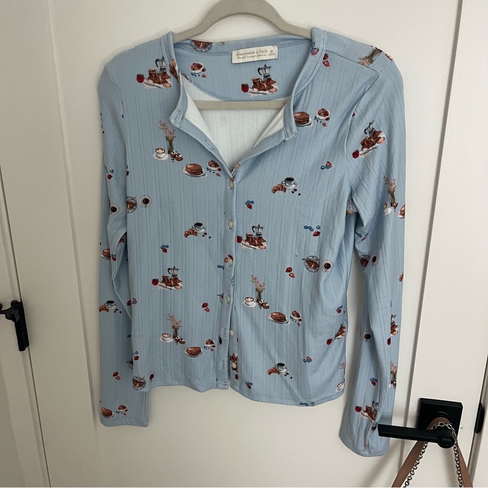 Abercrombie & Fitch Blue Food Print Pajamas Size Medium - Picture 2 of 6